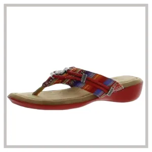 Minnetonka Womens Manmade Fabric Flip Flop Wedge Sandals Shoes Size 8 Medium New