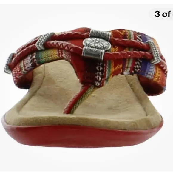 Minnetonka Womens Manmade Fabric Flip Flop Wedge Sandals Shoes Size 8 Medium New