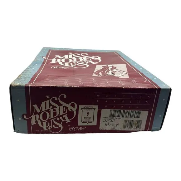 Miss Rodeo USA By ACME Women Saddle Tan Fri Western Fashion Boots 6.5M With Box