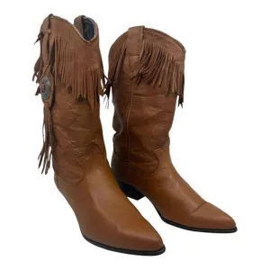 Miss Rodeo USA By ACME Women Saddle Tan Fri Western Fashion Boots 6.5M With Box