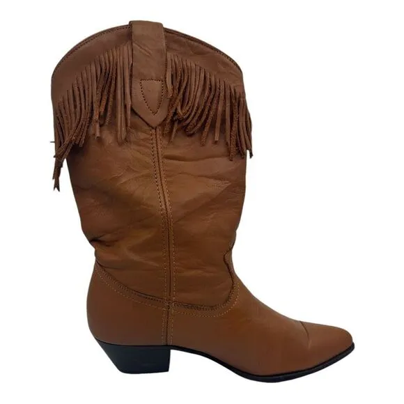 Miss Rodeo USA By ACME Women Saddle Tan Fri Western Fashion Boots 6.5M With Box