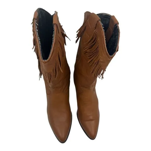 Miss Rodeo USA By ACME Women Saddle Tan Fri Western Fashion Boots 6.5M With Box