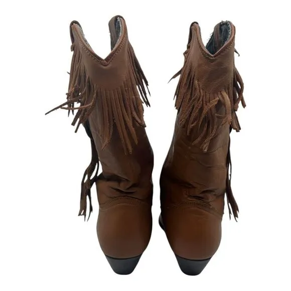 Miss Rodeo USA By ACME Women Saddle Tan Fri Western Fashion Boots 6.5M With Box