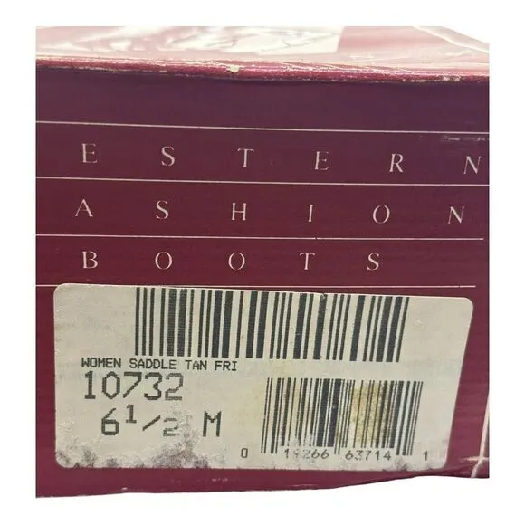 Miss Rodeo USA By ACME Women Saddle Tan Fri Western Fashion Boots 6.5M With Box