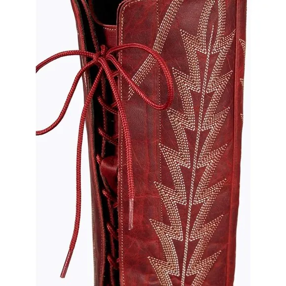 MissHee Cowgirl Boots Womens Rad Polyurethane (PU) Adjustable Thigh