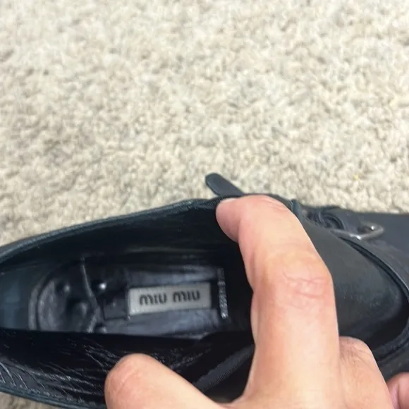 MIU MIU Avíator Ankle Boots Black In Schwarz size 42