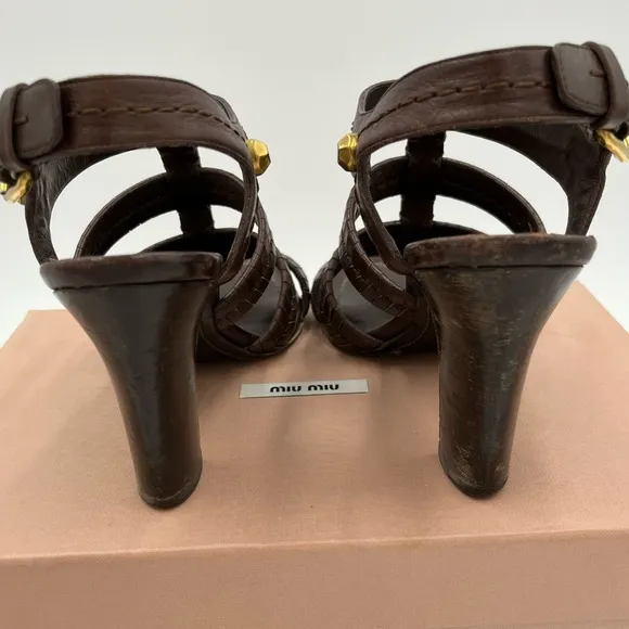 Miu Miu Buffalo Gladiator Sandals Size 38