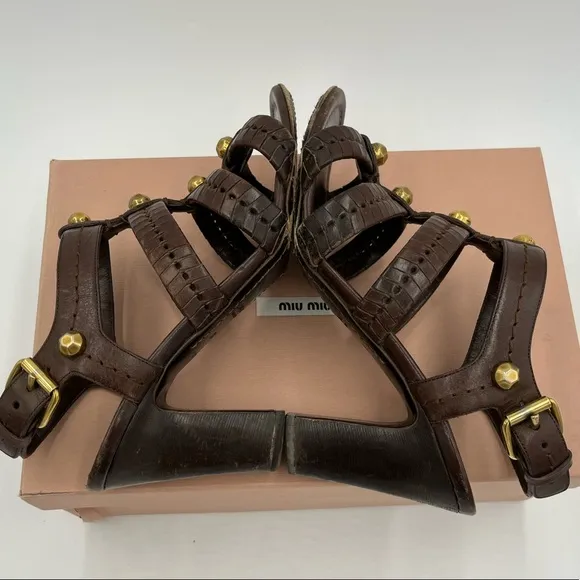 Miu Miu Buffalo Gladiator Sandals Size 38