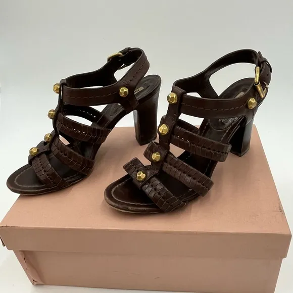 Miu Miu Buffalo Gladiator Sandals Size 38