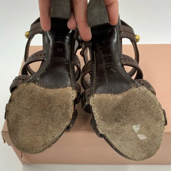 Miu Miu Buffalo Gladiator Sandals Size 38