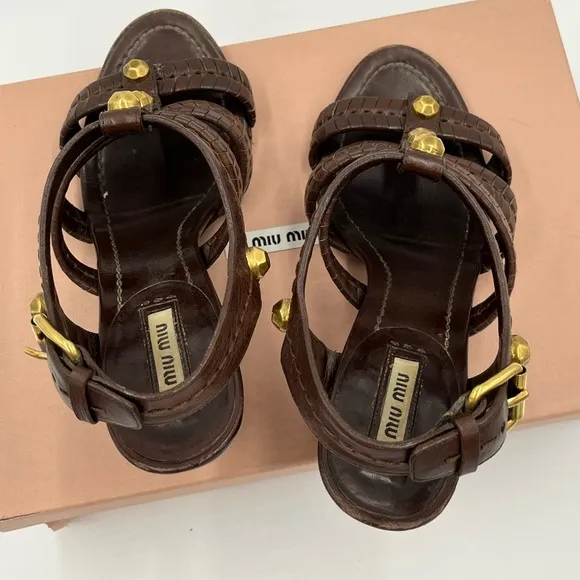 Miu Miu Buffalo Gladiator Sandals Size 38