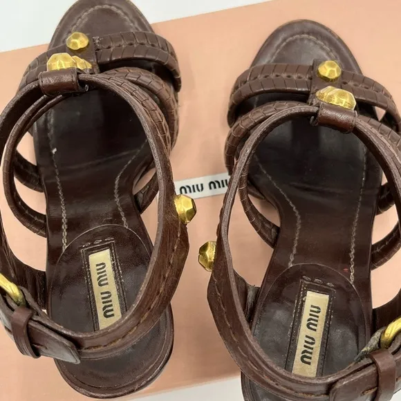 Miu Miu Buffalo Gladiator Sandals Size 38