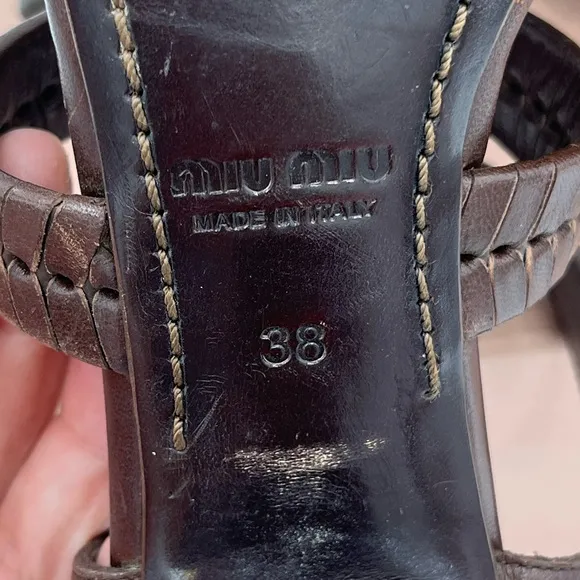 Miu Miu Buffalo Gladiator Sandals Size 38