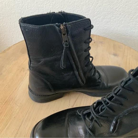 Miz Mooz Martel Leather Moto Style Boots, Sz 38