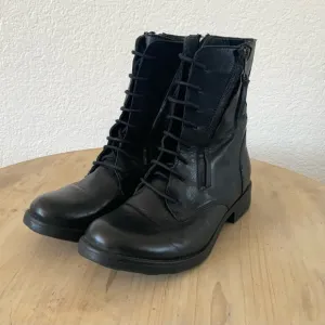 Miz Mooz Martel Leather Moto Style Boots, Sz 38