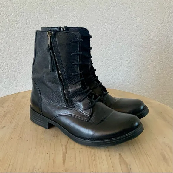 Miz Mooz Martel Leather Moto Style Boots, Sz 38