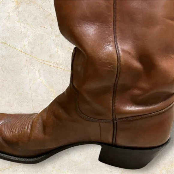 ML Leddy Rare Vintage Custom Cowboy Boots Size 12A Narrow Handmade In The USA