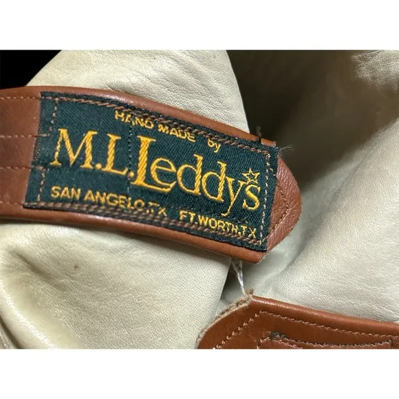 ML Leddy Rare Vintage Custom Cowboy Boots Size 12A Narrow Handmade In The USA
