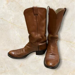 ML Leddy Rare Vintage Custom Cowboy Boots Size 12A Narrow Handmade In The USA