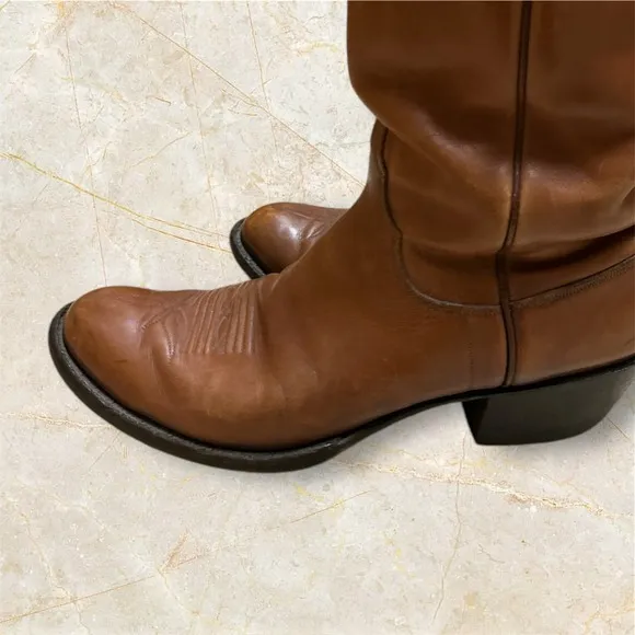 ML Leddy Rare Vintage Custom Cowboy Boots Size 12A Narrow Handmade In The USA
