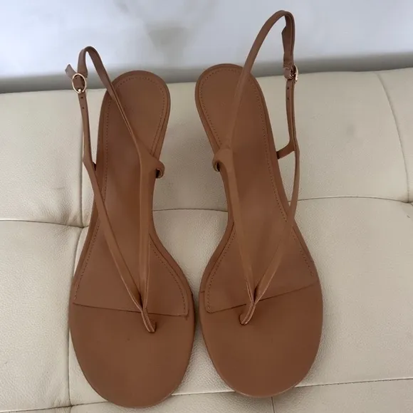 MNG Women's Brown Strappy Leather Kitten HeelSandals, Size 41 (US 10)