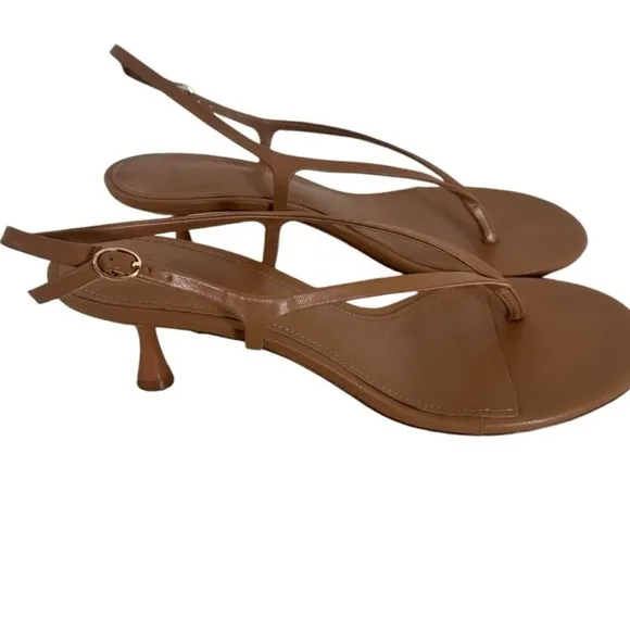 MNG Women's Brown Strappy Leather Kitten HeelSandals, Size 41 (US 10)