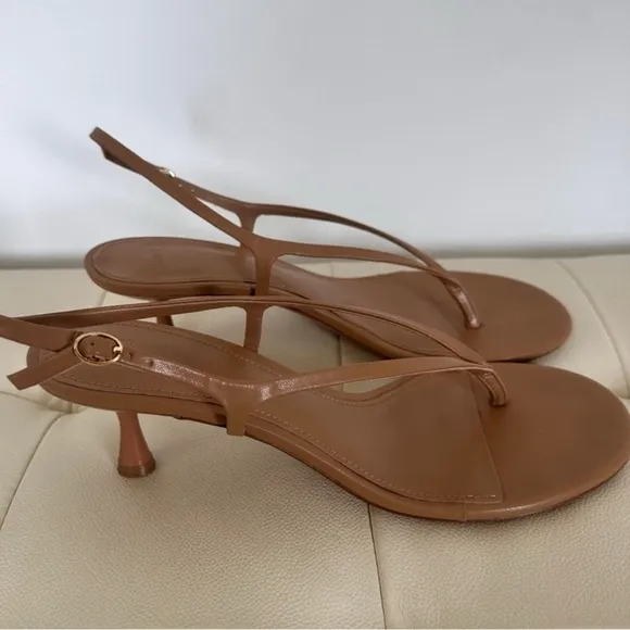 MNG Women's Brown Strappy Leather Kitten HeelSandals, Size 41 (US 10)