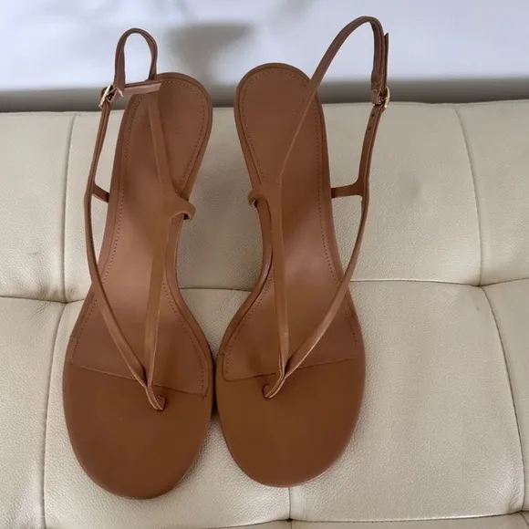 MNG Women's Brown Strappy Leather Kitten HeelSandals, Size 41 (US 10)