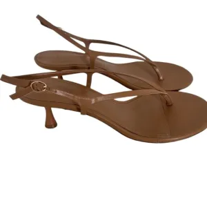 MNG Women's Brown Strappy Leather Kitten HeelSandals, Size 41 (US 10)