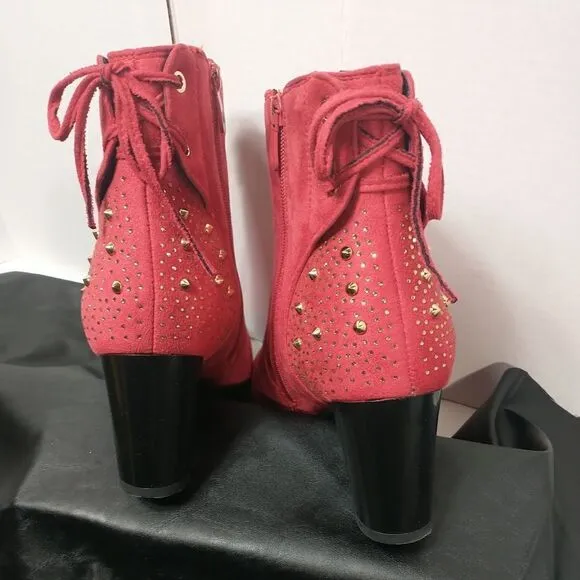 Monroe and Main  SZ 12M  Woman's Red Ankle Boots Excellent