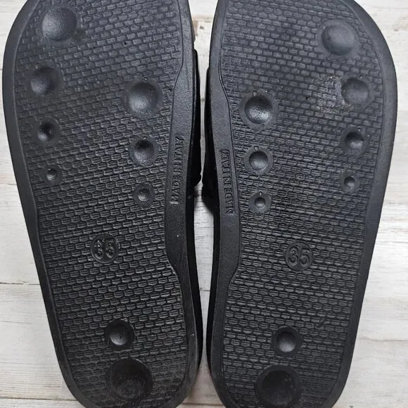 Moschino Couture Milano Logo Slides | Size 35 | Black | Made in Italy