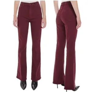 Mother High Waisted Weekender Skimp Play DateBurgundy Flare Jeans
