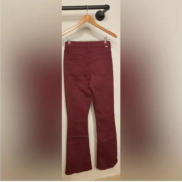 Mother High Waisted Weekender Skimp Play DateBurgundy Flare Jeans