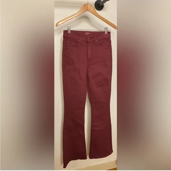 Mother High Waisted Weekender Skimp Play DateBurgundy Flare Jeans