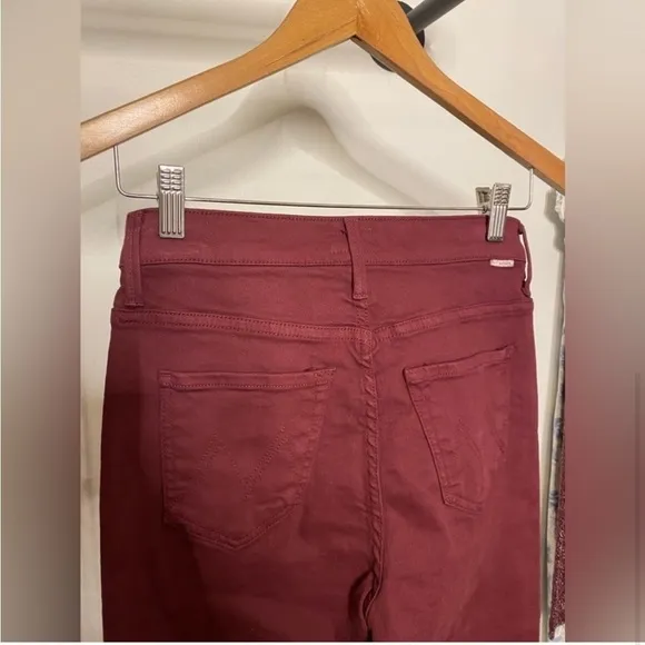 Mother High Waisted Weekender Skimp Play DateBurgundy Flare Jeans