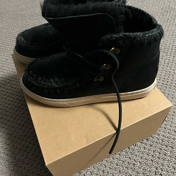 Mou Black Leather Boots Eskimo sneaker lace-up men's