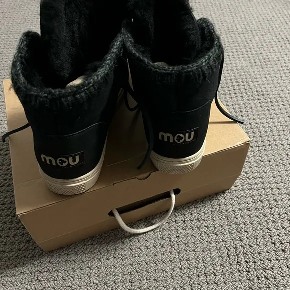 Mou Black Leather Boots Eskimo sneaker lace-up men's