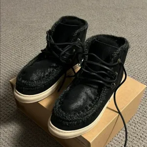 Mou Black Leather Boots Eskimo sneaker lace-up men's