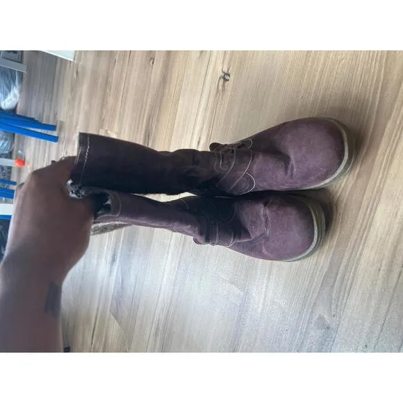 Muk LuksPurple Faux Suede Boots with Fluffy Accents