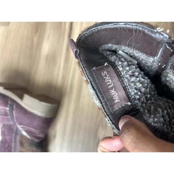 Muk LuksPurple Faux Suede Boots with Fluffy Accents
