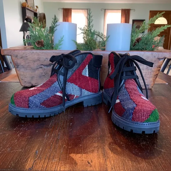 Multi-Color Leather &amp; Wool Ankle Boots-NWOT