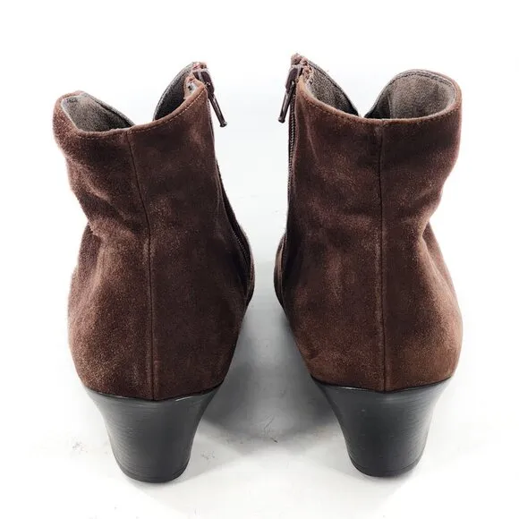 MUNRO Robyn Brown Suede Bootie Ankle Boots Zip