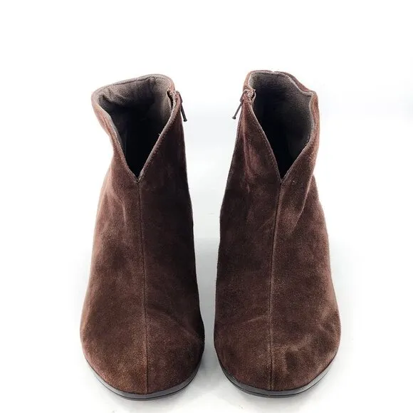 MUNRO Robyn Brown Suede Bootie Ankle Boots Zip