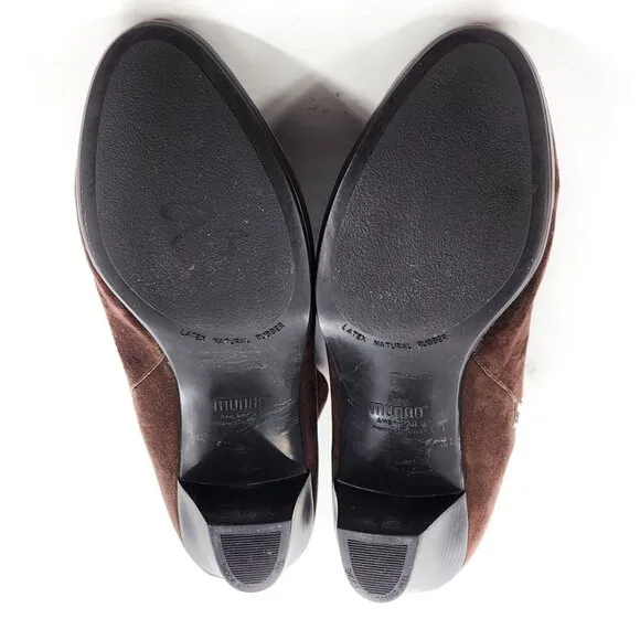 MUNRO Robyn Brown Suede Bootie Ankle Boots Zip