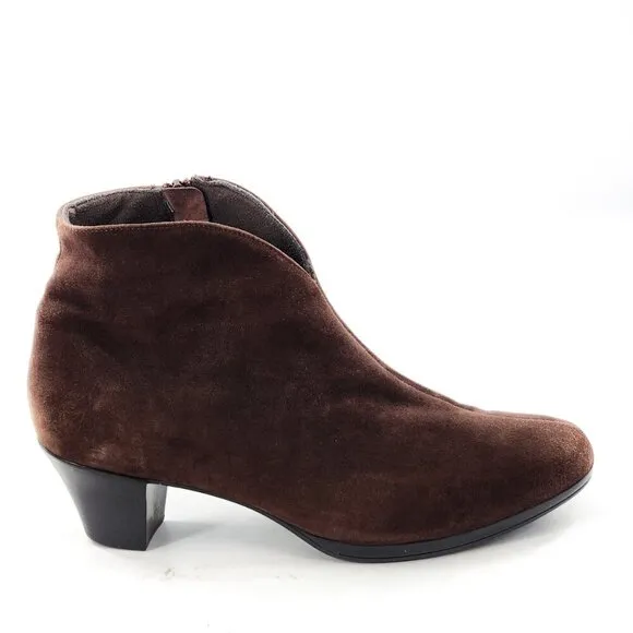 MUNRO Robyn Brown Suede Bootie Ankle Boots Zip
