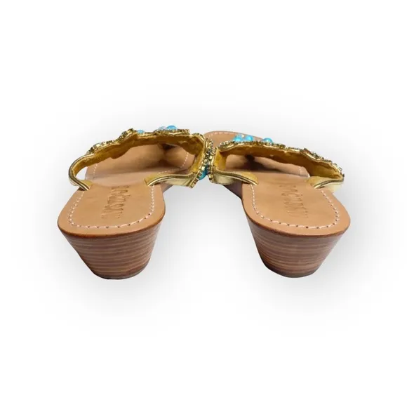 Mystique ☀︎︎ Caribbean Larimar Turquoise Crystal Bead Sandals ☀︎︎ Handmade ☀︎︎7M