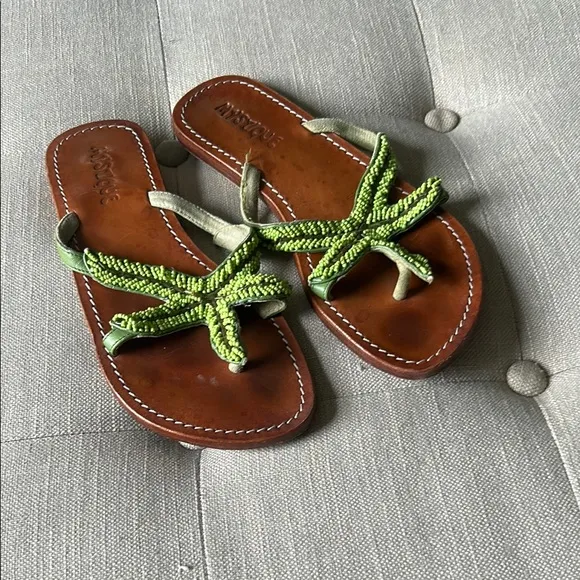 Mystique Womens Beaded Starfish Sandals Flip Flops Size 6