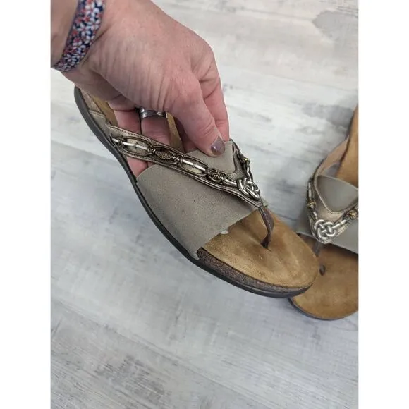 Naot Jennifer Sandals women's size 41 (10) tan Aztec beads comfort elastic