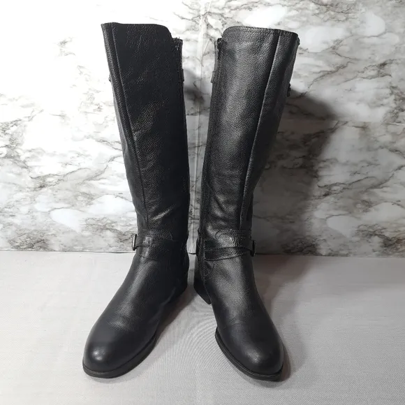 Naturalizer Juletta Women's Leather Boots Black‎ Size 9.5 M Pebbled Leather