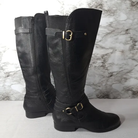Naturalizer Juletta Women's Leather Boots Black‎ Size 9.5 M Pebbled Leather